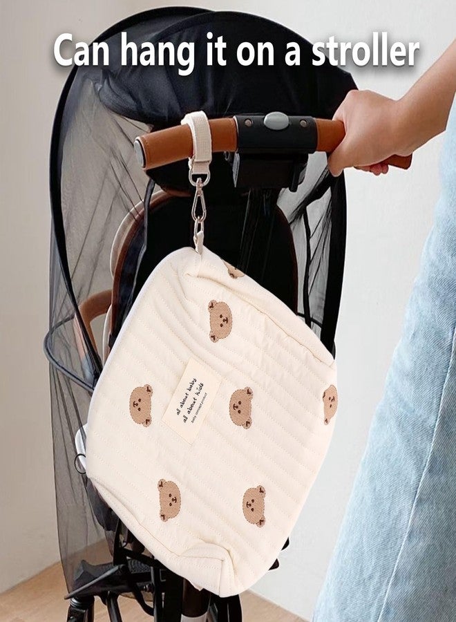 ناروت حقيبة حفاضات، حقيبة قطنية مبطنة بنقشة لطيفة، حقيبة تخزين حفاضات مزودة بخطافات لعربة الأطفال، حقيبة حفاضات محمولة لعربة الأطفال، حقائب تنظيم لزجاجات الرضاعة. - Image 3